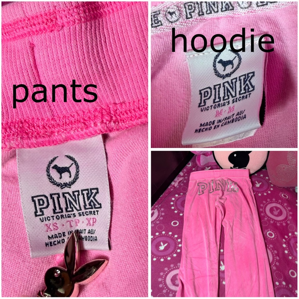 Victoria’s Secret PINK Velour Matching Tracksuit Set Bright Pink - Picture 10 of 11
